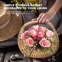 2 Pcs Hand-Held Flower Arrangement Basket Hand-Woven Creative Flower Pot Storage Basket Flower Girl Basket Home Decor