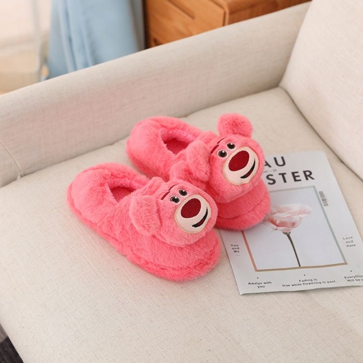 lotso-รองเท้าแตะ-ผ้าฝ้าย-ผ้ากํามะหยี่ขนนิ่ม-ลายการ์ตูนหมีพูห์-ให้ความอบอุ่น-เหมาะกับใส่ในบ้าน-ห้องนอน-สําหรับเด็กผู้หญิง
