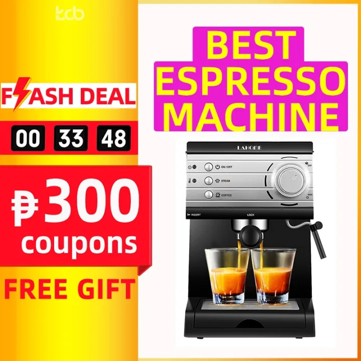LAHOME Semi Automatic Espresso Coffee Machine Maker With Milk Frother