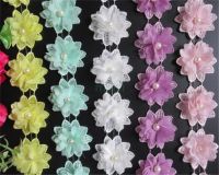 [HOT!] 12PCS Soluble Chiffon Pearl Flowers Embroidered Lace Trim Ribbon Fabric Sewing Craft For Costume Wedding Dress Decoration