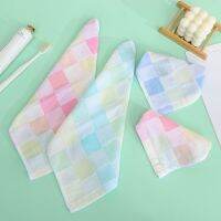 Square Cloth Color Grid Gauze Small Towel Children Gauze Saliva Towel Kindergarten Handkerchief Towel Wholesale