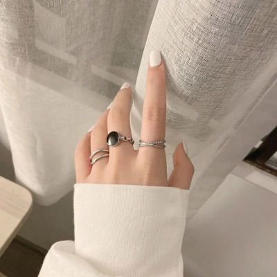 แหวนสีดำสไตล์พังก์สำหรับผู้หญิง3ชิ้น,ชุดแหวนสวมนิ้วโป้งแหวนเหนือเข่าแบบธรรมดา
