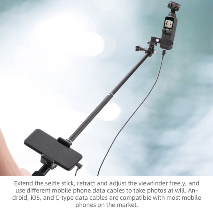 selfie-stick-for-dji-osmo-pocket-2-handheld-gimbal-stabilizer-cable-for-phone-clip-module-extension-pole