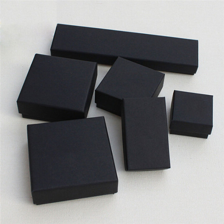 shiqinbaihuo-แพคเกจกระดาษสีดำสร้อยคอต่างหูสร้อยข้อมือเครื่องประดับของตกแต่งกล่องของขวัญ
