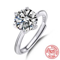 0.5-3 Carat 8.0Mm D Color Moissanite 100% 925 Sterling Silver Ring For Women Top Quality Sparkling Wedding Jewelry