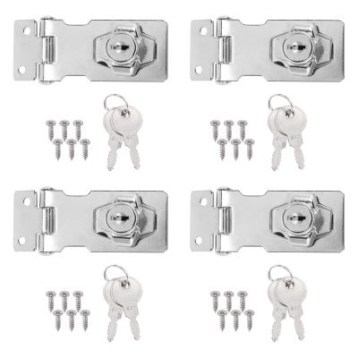 4 Pcs Keyed Hasp Locks 2.5 Inch Twist Knob Keyed Locking Hasp, Metal Safety Hasp Latches Keyed Different