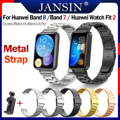 สาย For Huawei Band 8 /Band 7 / Band 6 / 6 Pro สายนาฬิกาสแตนเลส Quick Release For Huawei Watch Fit 2 /Fit new / Watch Fit วงดนตรีทดแทน Wrist Strap Metal Bracelet smart band