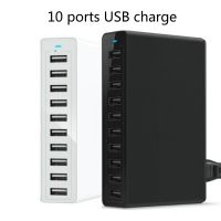 แท่นชาร์จ USB 10พอร์ตพร้อมสาย50W US AU EU UK KR สำหรับ Ipad PC Kindle ที่ชาร์จ USB แบบหลายช่องที่ชาร์จอุปกรณ์อัจฉริยะสายชาร์จ USB