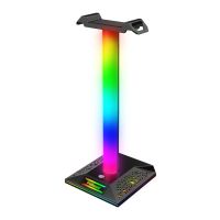 RGB Gaming Headphone Stand Translucent LED Light Dual USB Port Touch Control Desktop Display Headset Holder Earphone Accessories