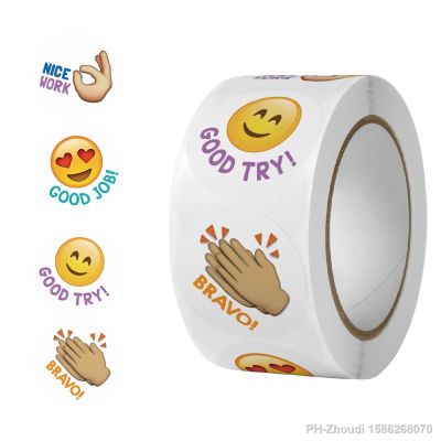 【CW】✉❏  500 Pcs/roll Smiley Face Encouragement Reward Sticker Children Decoration Label