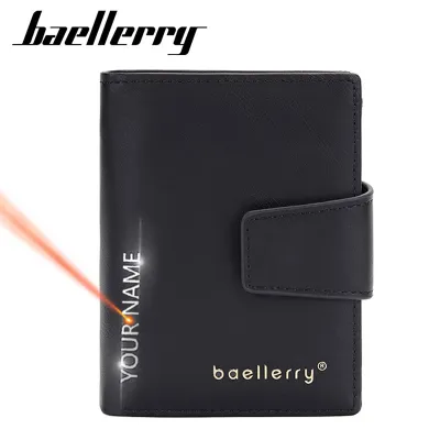 New RFID Short Men Wallets Name Engraving Popup Card Holder Brand Male Wallet High Quality Simple Photo Holder Mens Purses