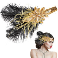 POPOUSHOP Flapper Headband Vintage Plume Headpiece Party งานแต่งงาน Roaring 20s เครื่องแต่งกายสำหรับผู้หญิง