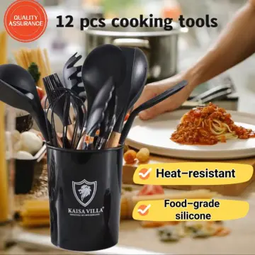 19pcs/set Silicone Cooking Utensil Set, Minimalist Wooden Handle