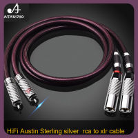 ATAUDIO สายเป็น XLR RCA สีเงินแท้ Hi-End Dual XLR เป็นดูเอิ้ล RCA สายออดิโอ