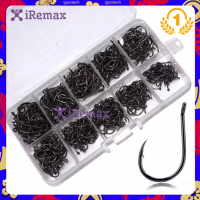 iRemax ชุดตะขอเกี่ยวตกปลา อุปกรณ์ตกปลา 100 ชิ้น Clement Wright 100Pcs Strong Carbon Steel Saltwater Freshwater Sharp Fishinging Circle Jig Hooks