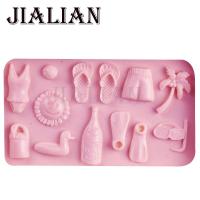 Coconut trees slippers bikini chocolate Party cake decorating tools DIY baking cooking fondant silicone mold T0427 Bread  Cake Cookie Accessories