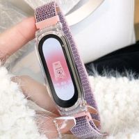 Bracelet Strap with Transparent Case for Mi Band 8 7 6 Strap Nylon Sport Loop Watch Belt Mi Band 3 4 Wristband for Xiaomi Mi Band 5 4 Bracelet