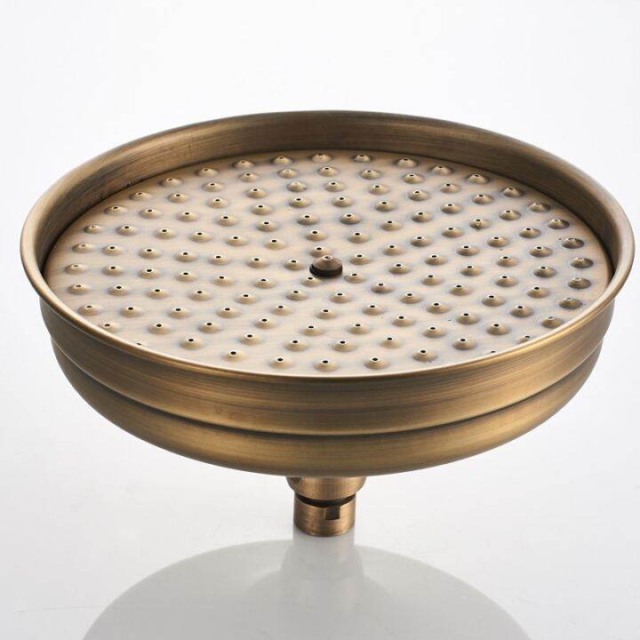 antique-brass-round-8-inch-rainfall-shower-head-amp-extension-pipe-wall-arm-shower-arm-bathroom-accessory-standard-1-2-nsh052-showerheads