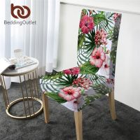 BeddingOutlet Flowers Dining Chair Cover Leaf Spandex Elastic Slipcover Tropical Plants Anti-dirty Seat Case Cover Dropshipping Sofa Covers  Slips