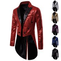 ZZOOI Men Shiny Sequin Glitter Embellished Blazer Jacket Men Nightclub Prom Suit Blazer Costume Homme Singers Stage Clothes Tuxedo new