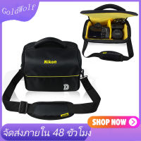 Gold Wolf Nikon Classic Camera Bag Shoulder Bag Portable handbag คลาสสิกกล้องกระเป๋ากล้อง DSLR กระเป๋าสะพายแบบพกพาแฟชั่นกล้องโพลีเอสเตอร์เคสสำหรับ1กล้อง2เลนส์และอุปกรณ์เสริมขนาดเล็ก For D3100 D3200 D5100 D5200 D7000 D7100 etc