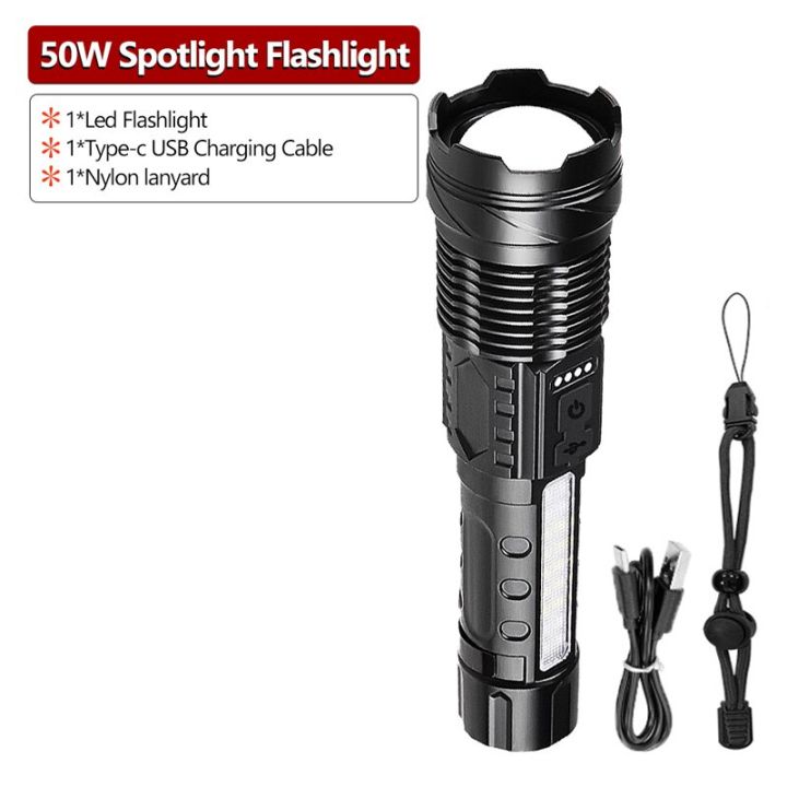 xhp50-ledไฟฉายพลังสูง-usb-ซูมแอลอีดีไฟฉายไฟสำหรับการตั้งแคมป์-7-mode-flashlight-อลูมิเนียมอัลลอยด์-usbไฟฉายแบบชาร์จ-มีไฟกระพริบ-ไฟฉายซูมได-1500-เมตรไส้ตะเกียง-สร้างขึ้นในแบตเตอรี่ไฟฉายแบบพกพา-7-โหมดแส