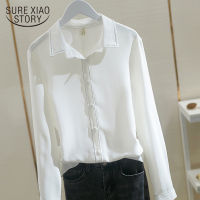 2021 New Long-Sleeved Chiffon Blouse Shirt Woman Korean Fashion Office Lady Shirt with Button Spring Blusas Mujer 8922 50