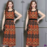 B5240 Dress เดสรแขนกุดลายกราฟฟิกแฟชั่นเกาหลี Korean fashion graphic sleeveless dress