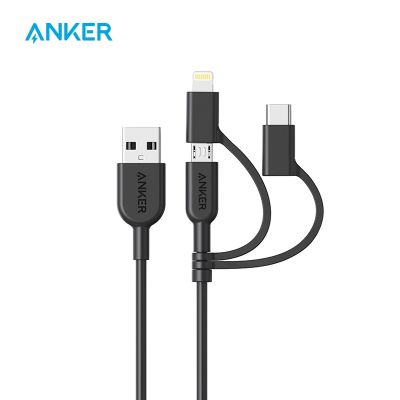 Anker Powerline II 3 in 1 usb cable Lightning/Type C/Micro USB Cable for iPhone11 iPad Huawei HTC LG Samsung Galaxy xiaomi Cables  Converters