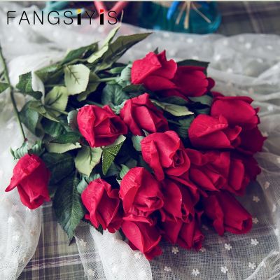 [AYIQ Flower Shop] (10ชิ้น/ล็อต) จัดส่งฟรี Fresh Rose ดอกไม้ประดิษฐ์สัมผัสจริง Rose ดอกไม้ตกแต่งบ้านสำหรับงานแต่งงานวันเกิด Gift