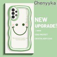 Chenyyka เคส A04s A13 A13กาแลคซี5G สีแสดงมมยิ้มสีสันมาการองคลื่นกันกระแทกแบบใสนิ่มเคสมือถือโปร่งใสลายกล้องถ่ายรูปที่สร้างสรรค์เคสซิลิกาเจลฝาครอบป้องกัน