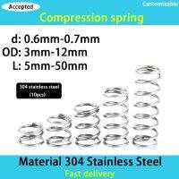 ♂□ 304 Stainless Steel Spring Compression Spring Wire Diameter 0.6mm-0.7mm Outer Diameter 3mm-12mm (10pcs)