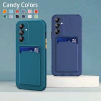 เคสสำหรับ 2023 2022 Samsung Galaxy A14 A04s A13 4G 5G ฝาหลังเคสมีช่องเสียบบัตรกันกระแทกผิวซิลิโคนยืดหยุ่น TPU นิ่มกันกระแทกรู้สึกสีทึบ