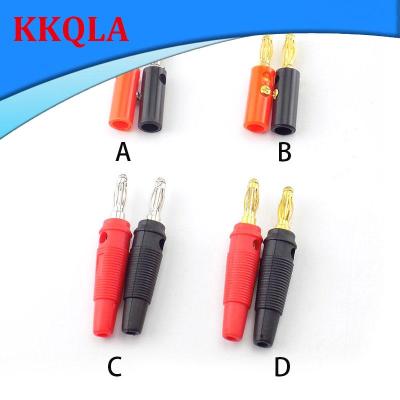 QKKQLA 2pcs 4mm Audio Speaker Screw Banana Gold Silver Plate Plugs Connectors Solderless Black Red color