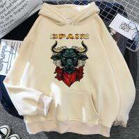 เสื้อฮู้ดสตรีทแวร์2023กระทิงสเปนผู้หญิง Harajuku เสื้อกีฬาอะนิเมะสไตล์เกาหลี