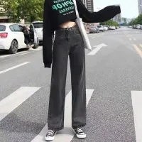 Mrs.huang shop ✨พร้อมส่ง✨ แฟชั่นเกาหลีรุ่นใหม่เอวสูงกางเกงยีนส์ขากว้างหลวมตรง รุ่นใหม่