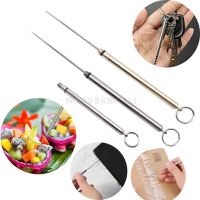 Reusable Titanium Alloy Toothpick with Toothpick Holder Portable Fruit Forks Phone Sim Card Removal Pin Outdoor Hand Tool