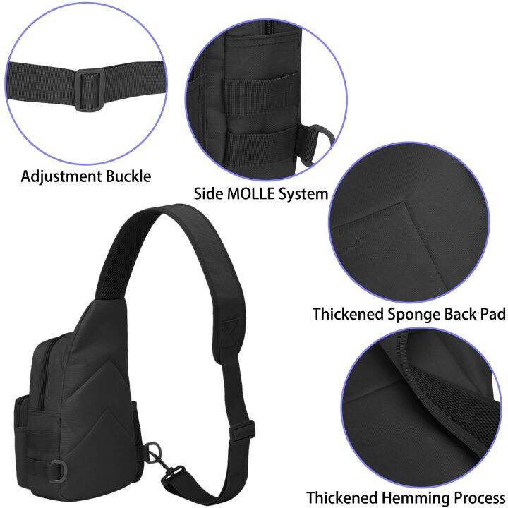 Tactical Sling Bag, 14" Laptop Waterproof Molle Military Lazada