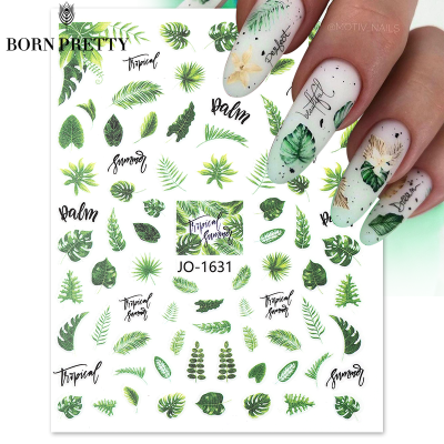 BORN PRETTY 1ชิ้น3D เล็บสติ๊กเกอร์ดอกไม้ใบชุดฤดูร้อนธีมเล็บโอน D Ecals เส้นเรขาคณิตสติ๊กเกอร์สำหรับเล็บ