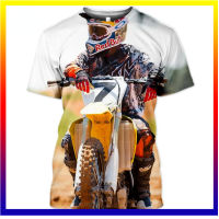 ฤดูร้อนชายเสื้อยืด Motocross แข่ง 3D พิมพ์เสื้อลำลองแฟชั่นรถจักรยานยนต์แขนสั้นแนวโน้มถนนบวกขนาดคอ O ด้านบน XS-5XL