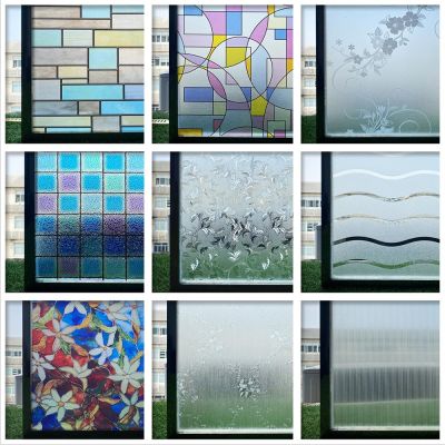 Colored Lattice Pattern Privacy Window Film Frosted Tinting Opaque Glass Decals Static Self Adhesive Stained Decorative Sticker
