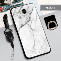 เคสซิลิโคนนิ่มสำหรับ Huawei Y5กล่องคลุมทั้งหมดพิมพ์ลายป้องกันการตกหล่นกันรอยขีดข่วนฝามีที่ถือวงแหวนและเชือกโทรศัพท์