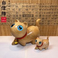 14cm Big Handcrafted Cute Wooden Kitten Creative Wooden Carving Cute Pet Cat Ornaments