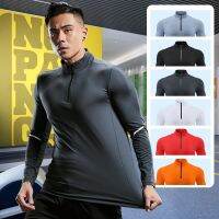 Mens Compression T-shirt Gym Fitness Sweatshirt Running Exercise Sports Tops Turtleneck Knitwear Long Sleeves Clothing Plus Size