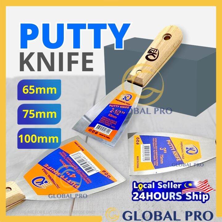 TLK Putty Knife Stainless Steel Putty Scrapers Wood Handle Taping ...