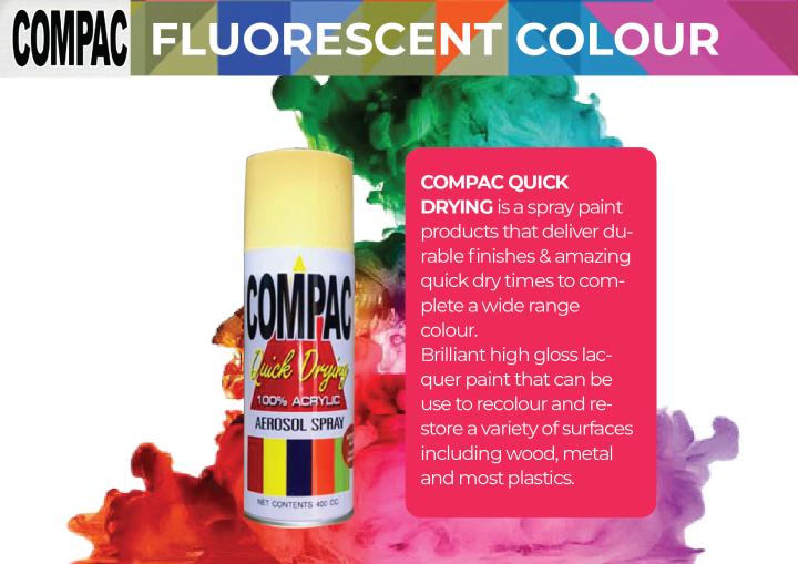 Compac Quick Drying Spray Paint (Flourescent Colour) Lazada