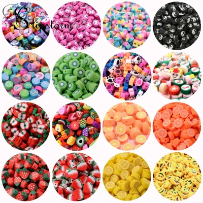 30/50pcs 10mm Colorful Clouds Smiley Face Beads Mixed Polymer Clay Loose Spacer Beads For Jewelry Making DIY Bracelet Necklace