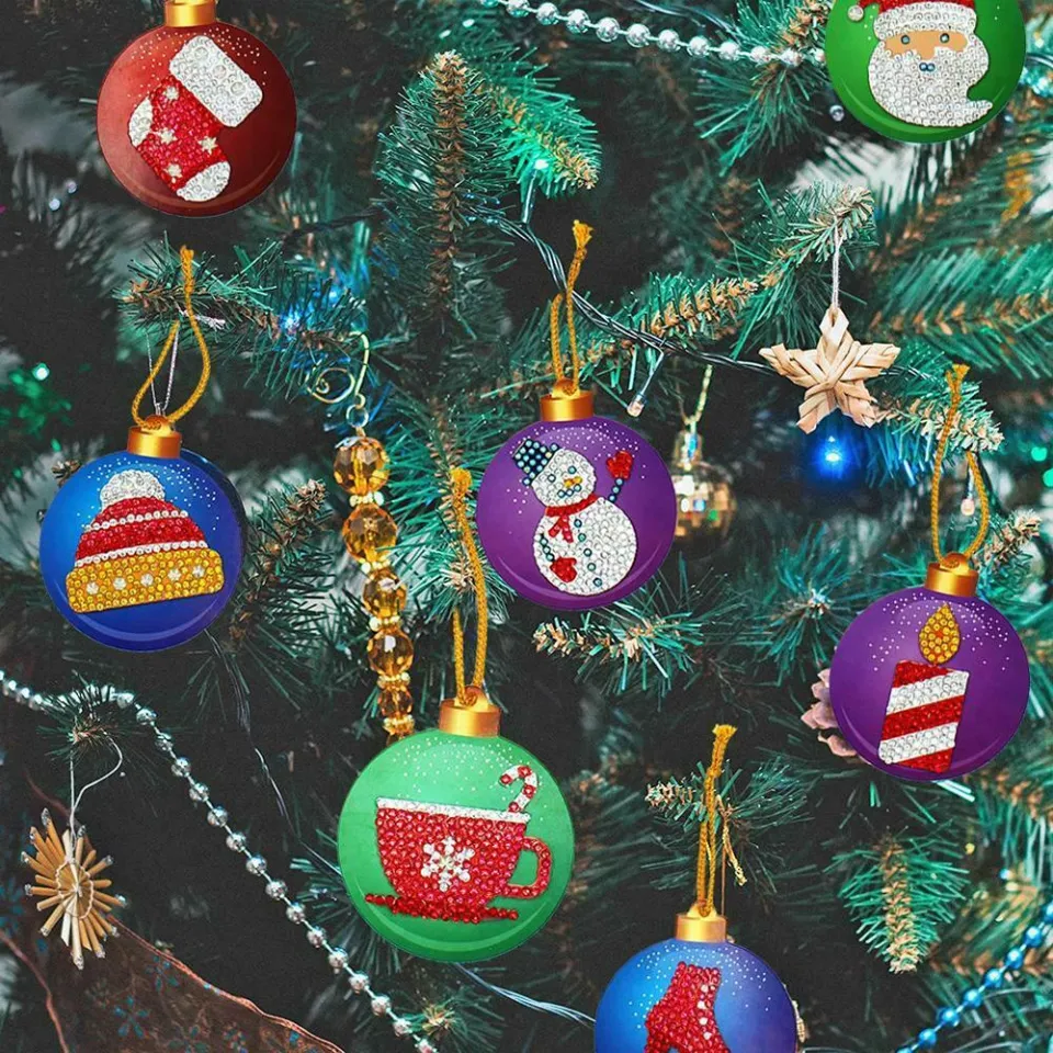 Christmas Diamond Art Tree Ornaments 10pcs DIY Christmas Ball DIY