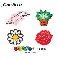 【Cute Deco】Cartoon Green Plants (10 Types) Cherry / Rose / Coconut Tree / Charm Button Deco / Cute Jibbitz Croc Shoes / Charm Resin Material for Shoe Accessories