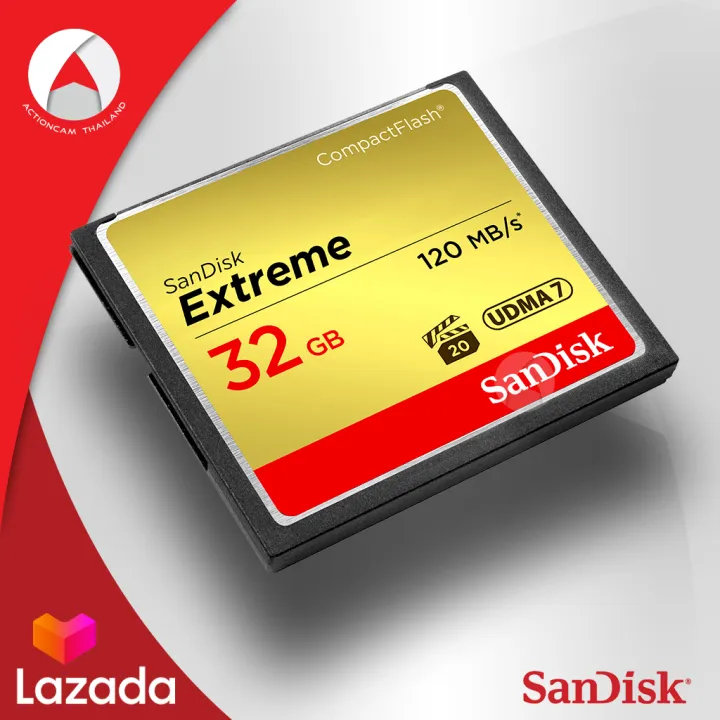 SanDisk Extreme CF Card 32GB,อ่าน 120MB/s ,เขียน 85MB/s (SDCFXSB-032G-G46)  เมมโมรี่ แซนดิส กล้องโปร DSLR กล้องถ่ายรูป | Lazada.co.th